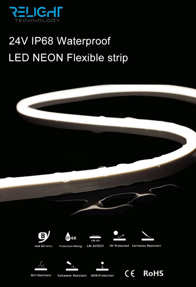 24V IP68 Waterproof LED NEON Lampu Strip Fleksibel 5050 RGBW 5000 * 12mm